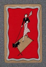 Vintage Swap Playing Cards 1 Deco Lady & Her Dog Walking Card Collection