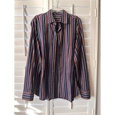 Salvatore Ferragamo Italy Men  s Multicolor Stripe Button Front Dress Shirt XXL