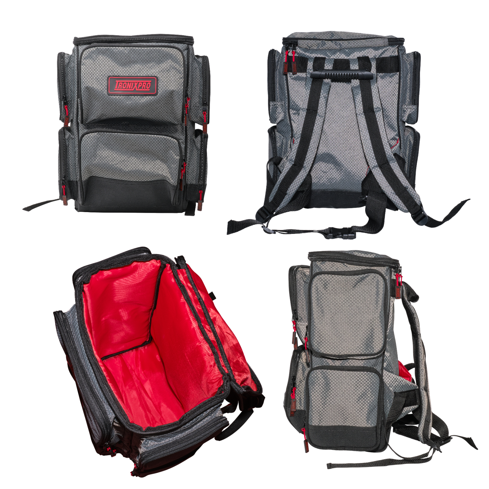 Tronixpro Sea Fishing Rucksack Grey  Black Red Luggage Bagpack  Tackle