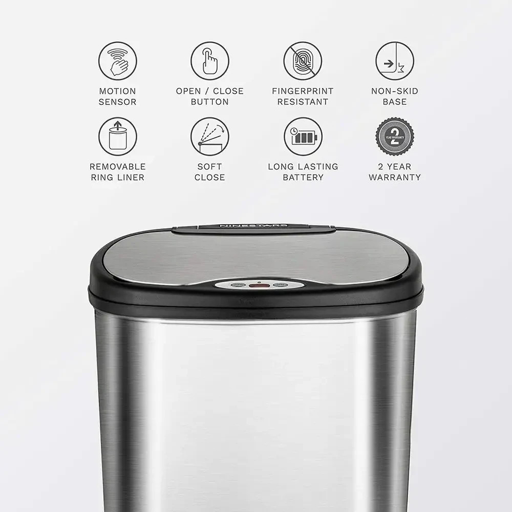 NineStars DZT-50-13 Motion Sensor Stainless Steel 50L Trash Can