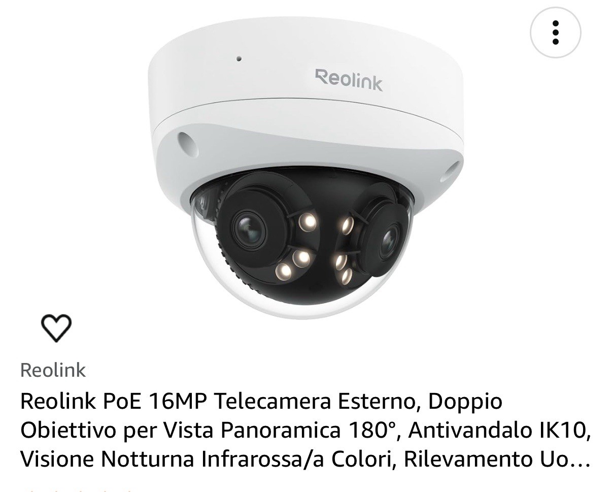 Telecamera IP PoE 16MP Reolink Duo 3: Sicurezza Professionale 180° UHD
