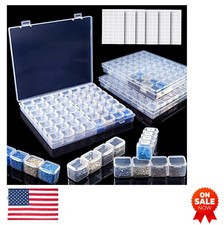 5D Diamond Painting Storage Box 56 Grids Clear Organizer 3 Pack Label Stickers