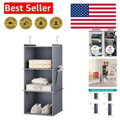 Hanging Closet Organizer, 3-Shelf Closet Hanging Storage Shelves, Grey