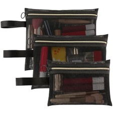 Mesh Cosmetic Bags with Zipper and Handle, Breathable Organization Pouch Pock...