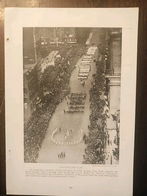 1917 Wake Up, America Saluting The Flag Vintage Magazine Photo Nice Image