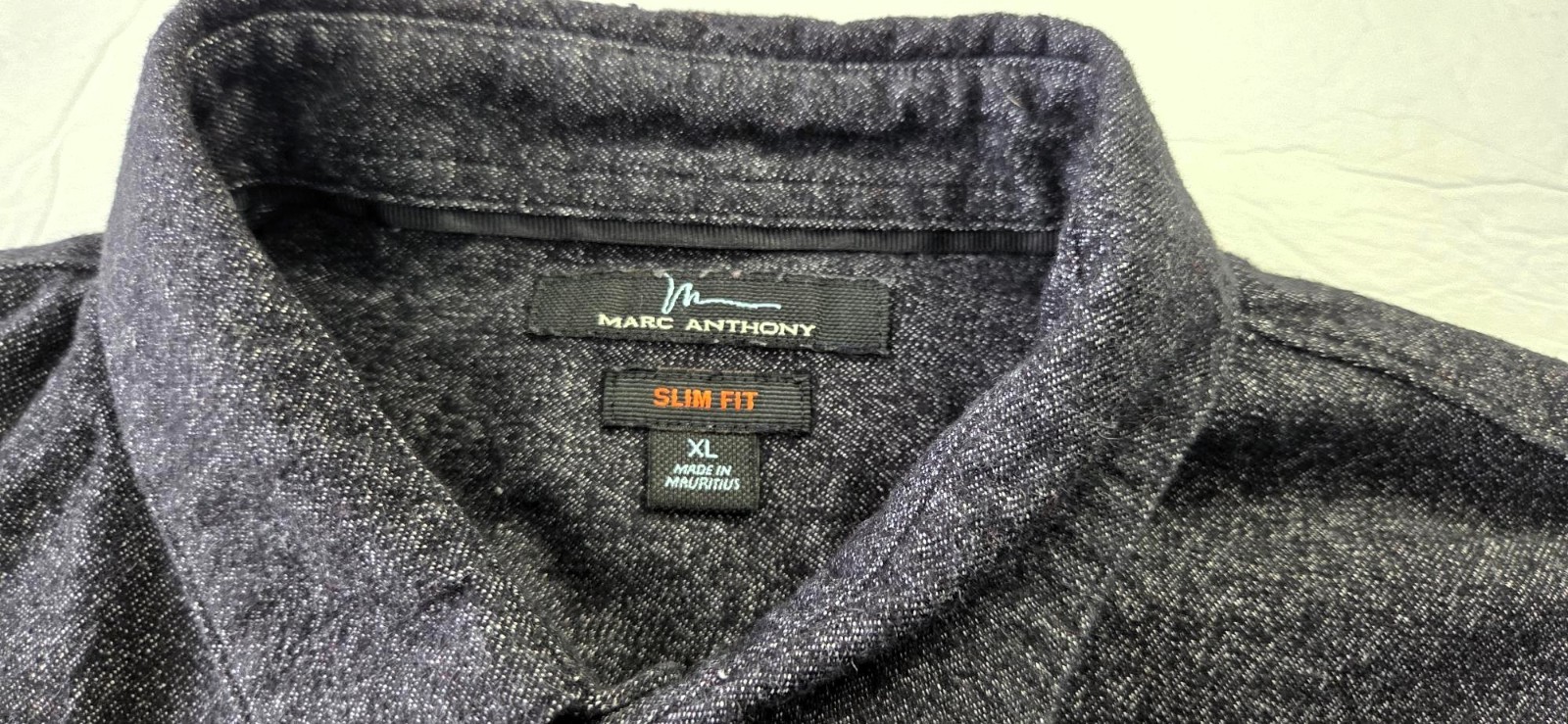 Marc Anthony Men's Black Slim Fit Flannel Button Up Long Sleeve Shirt Size XL