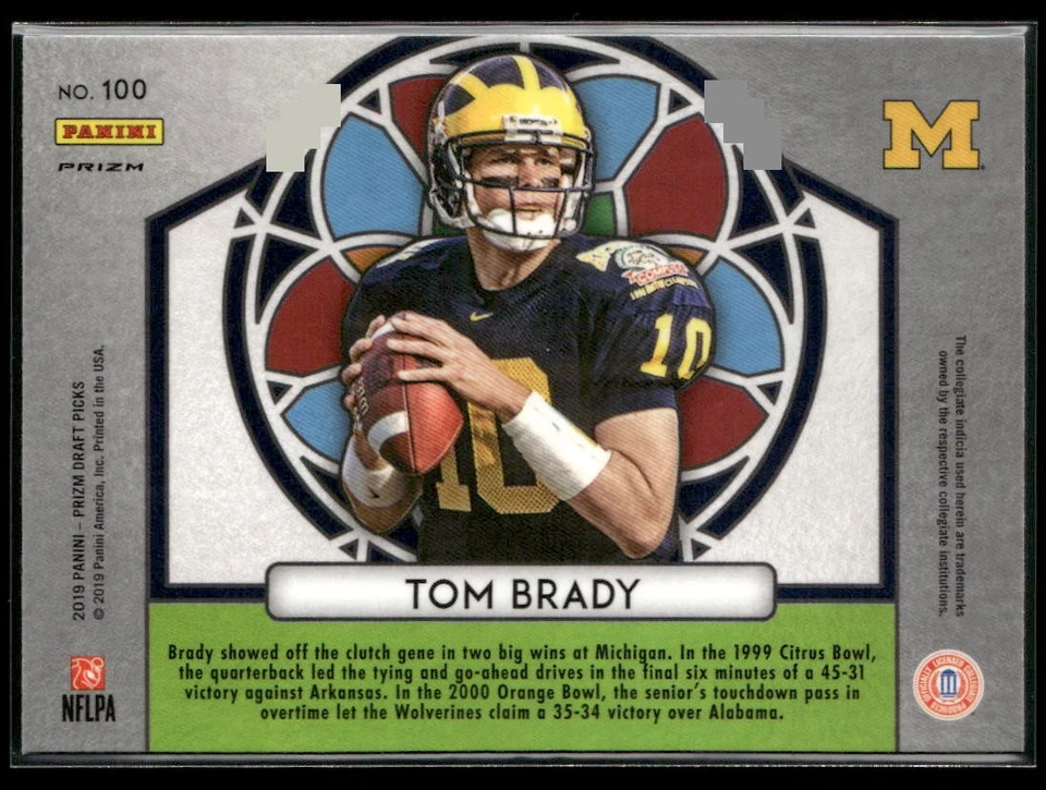 Tom Brady 2019 Panini Prizm Draft Picks #100 Prizms Purple 51583 - Image 2 of 2