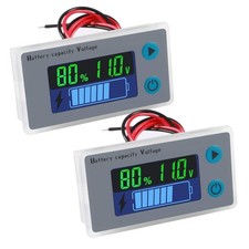 2PCS Digital Battery Capacity Voltmeter Tester - 10-100V 12V 24V 36V 48V Rema...