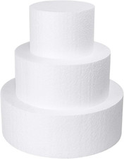 3 Tiers Foam Cake Dummies 4" 6" 8", White Dummy Cakes Styrofoam Sets, 9 Inch Tal