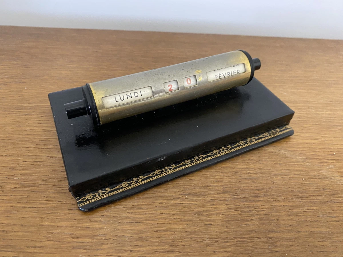 Éphéméride Perpétuel En Métal Noir - Horloge De Bureau Vintage - Occasion