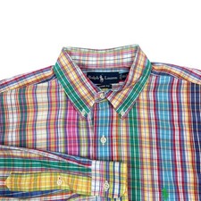 Ralph Lauren Button Down Shirt Mens 16.5 L Multicolor Plaid Classic Fit LS