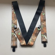 Realtree Elastic Adjustable Wide Suspenders Camouflage Hardwoods Made In USA