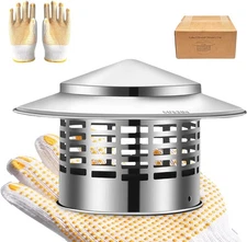 8 Inch round Chimney Cap, 304 Stainless Steel Chimney Cover with Gloves Weatherp