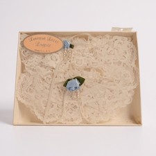 Vintage White Lace Blue Flower Wedding Bridal Two Lace Garters- New In Box