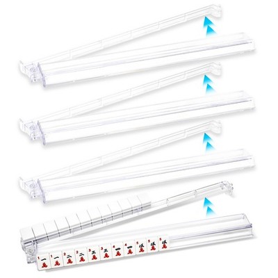 4 Pack Acrylic Mahjong Racks with Pushers Combo, All-in-One Tile Pushers, Clear