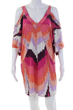 Trina Trina Turk Womens Cold Shoulder Abstract Mini Dress Multicolored Medium