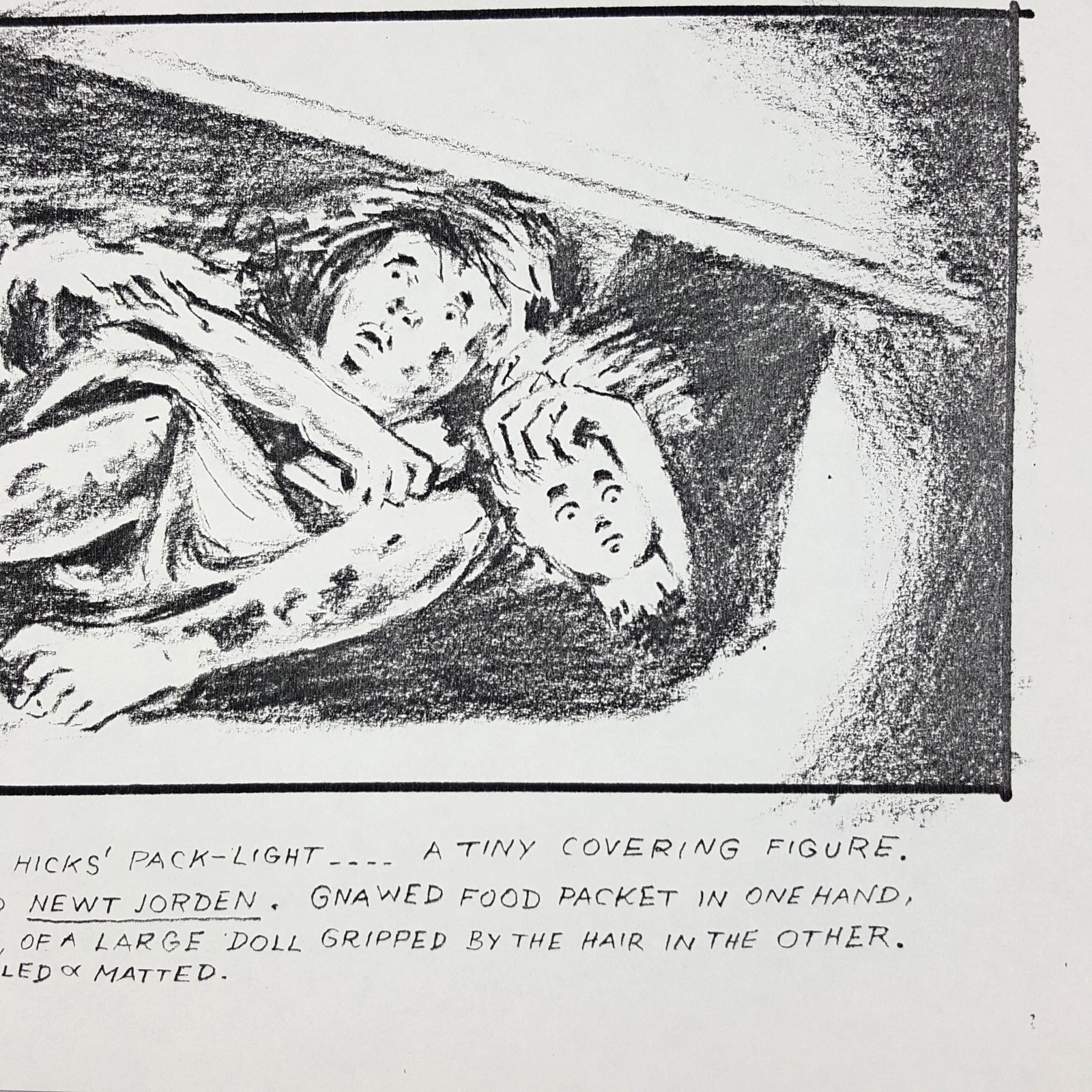 Image 7 of Aliens (1986) - Production Used Storyboard, Ripley POV Discovers Newt Hiding