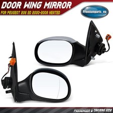 Pair Electric Door Wing Mirror for Peugeot 206 2D 2000-2008 Heated Primed New