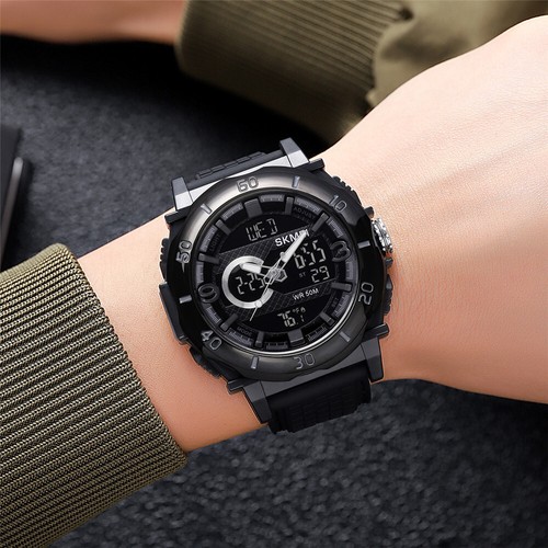 SKMEI Herren LED Digital Militäruhr Silikonband Countdown Quarz Armbanduhr - Bild 7 von 27