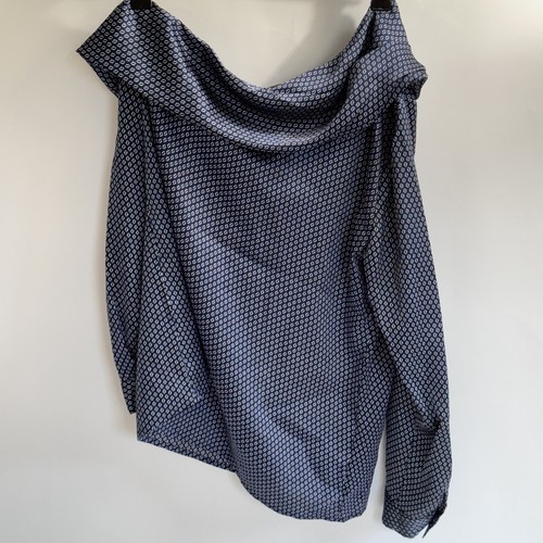 Banana Republic Navy Polka Dot Off Shoulder Silky Blouse New With Tags Medium