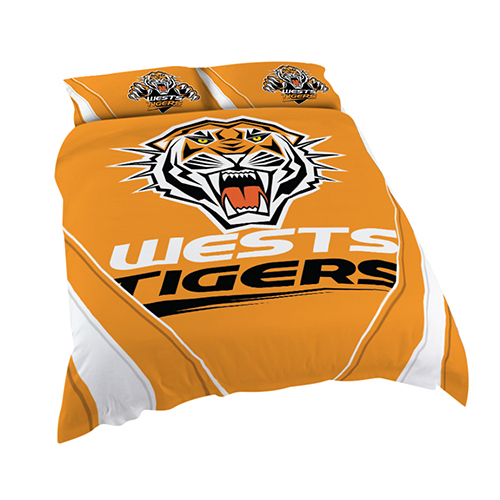 Wests Tigers NRL DOUBLE Bed Quilt Doona Duvet Cover Set NEW Birthday GIFT - Picture 1 of 2