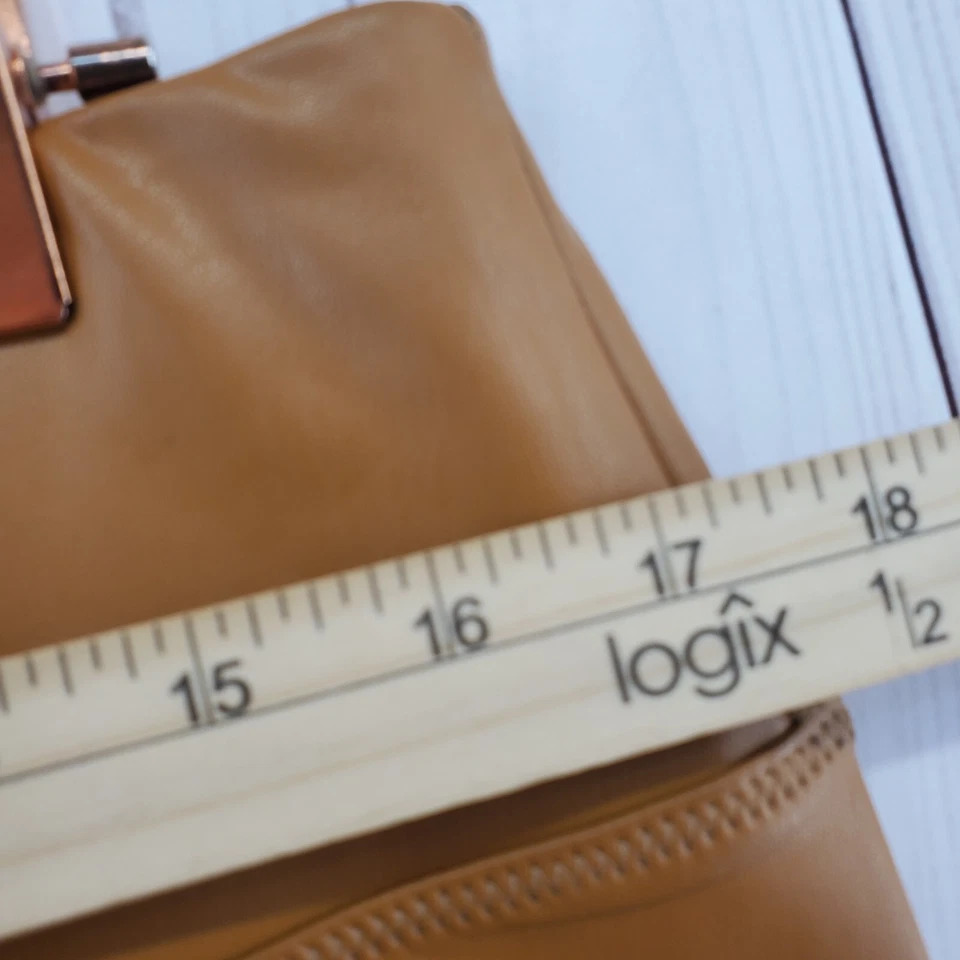 SAKS FIFTH AVENUE XL 人造皮革拉裤棕色锥形弹性腰围 — 第 3/4 张图片