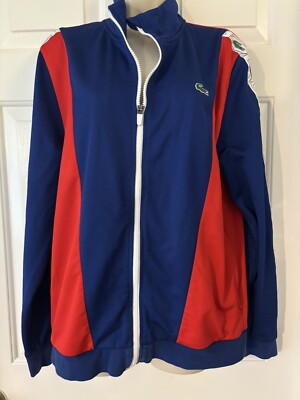 Lacoste Red And Navy Blue Full Zip Men's Sports Jacket Size M | eBay