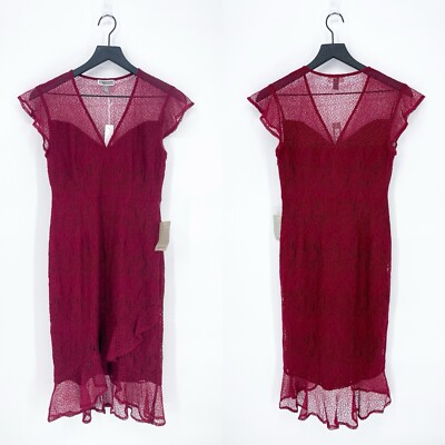 nordstrom lace bodycon dress NWT Nordstrom Chelsea28 XS Ruffle Lace Bodycon Dress in Red Grape