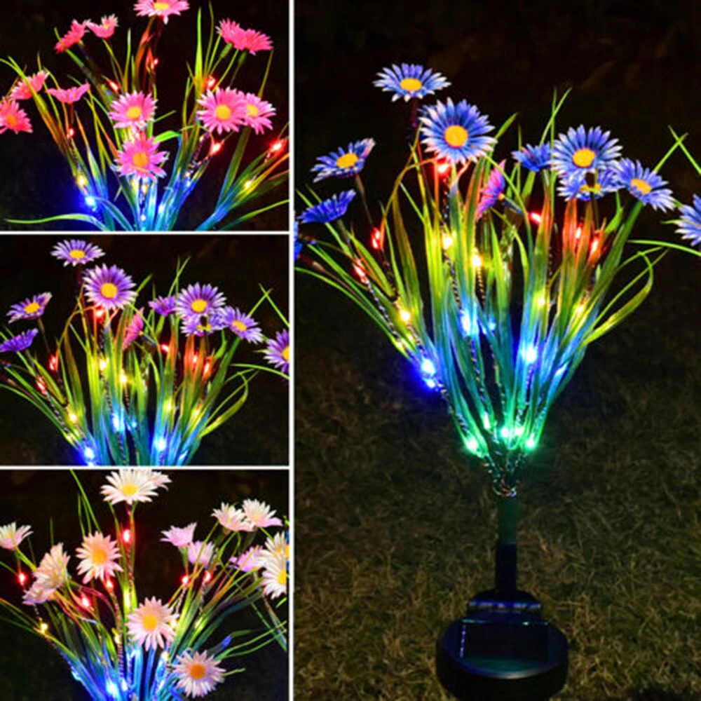 LED Solar Flower Lights Garden Outdoor Waterproof Landscape Pathway Stake Light