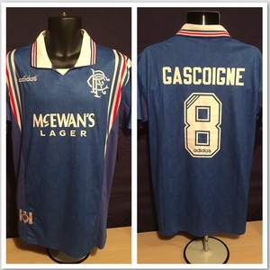 Rangers FC Retro Shirt, 1996/97 Home, GAZZA 8, Scotland, England, XL/XXL | eBay