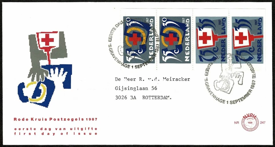NETHERLANDS 1984 Two FDC's Red Cross set and booklet pane SC62  - Image 2 of 2