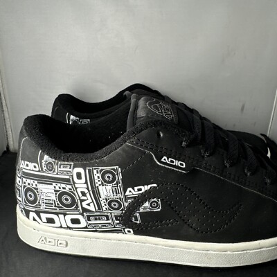 VTG Adio Eugene Mens Shoes Black US 8.5 Skate Fat Tongue HTF No