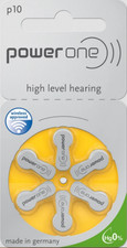 6 PowerOne Extra Advanced - Size 10 Hearing Aid Batteries 1.45V Zinc Air