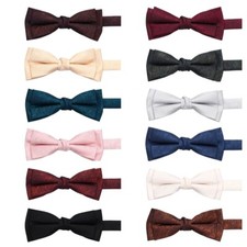 Men's Dual Layer Pre-tied Bow Tie Herring Bone Pattern Adjustable Bowtie LE23098