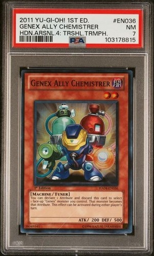 2011 Yu-Gi-Oh! GENEX ALLY CHEMISTRER Hidden Arsenal HOLO Trish EN036 PSA 7 Pop 1