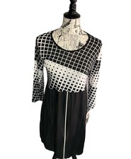 Lasania black white womens knee length dress 8