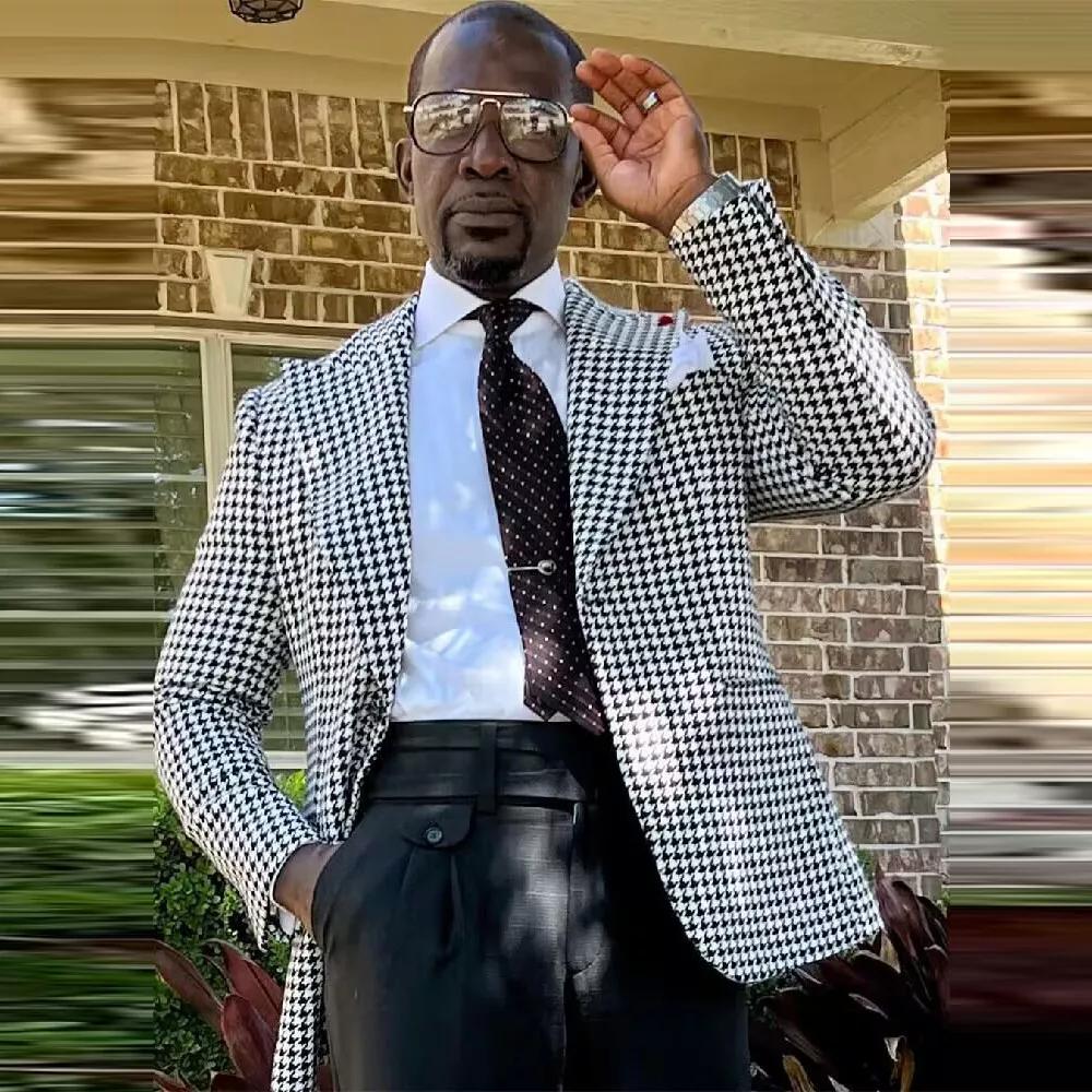 Mens houndstooth blazer clearance black and white