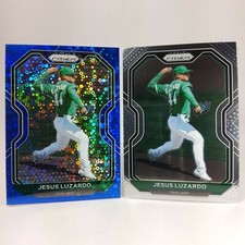 2021 Panini Prizm Blue Donut Circles Jesus Luzardo #83 SN 116/199 w/Base Card