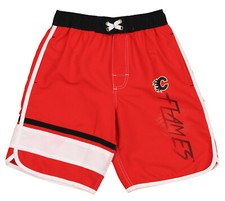 Outerstuff NHL Youth 8-20 Calgary Flames Swim Shorts, Red