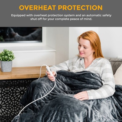 LUXURIOUS ELECTRIC HEATED THROW SOFT FLEECE GREY OVER BLANKET DOUBLE SINGLE  5056295305806 | eBay