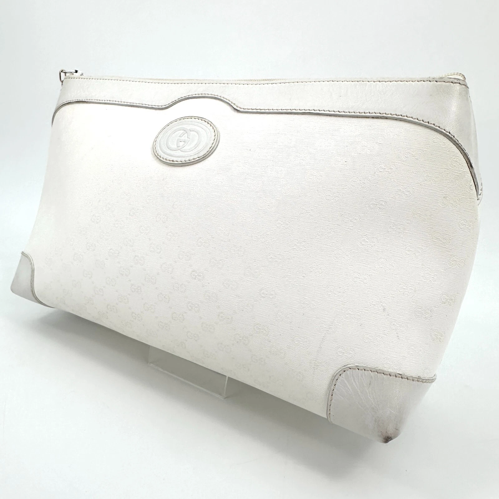 Sac pochette vintage Gucci Micro GG blanc authentique