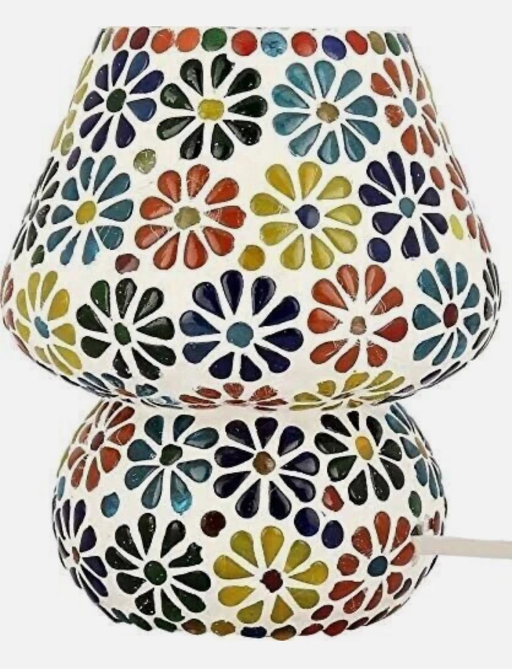 Lámpara de mesa de 3 piezas de mosaico turco vidrio marroquí multicolor lámpara de mesita de noche Foto 2 de 3