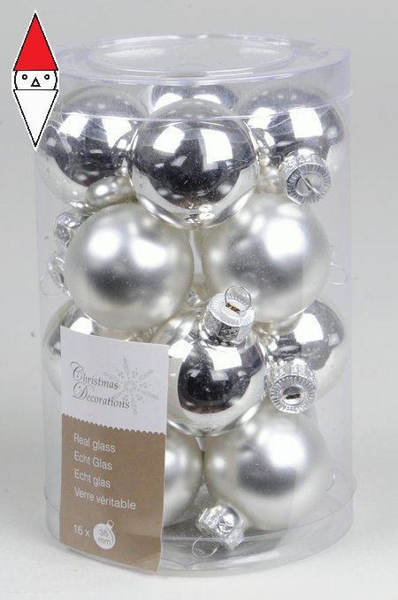 PALLINE ALBERO KAEMINGK GLASS MINI BAUBLES SHINY-MATT SILVER