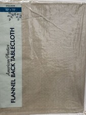 Flannel Back Vinyl Tablecloth,52"x70"Oblong,BROWN COLOR BASKETWEAVE DESIGN 2,AP