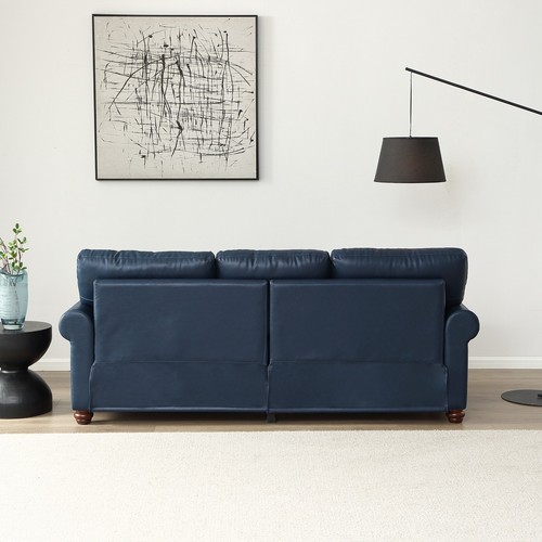 Classic Faux Leather Sofa Upholstered Couch with Nailhead Trim Removable Cushion - Picture 3 of 206