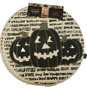 Cynthia Rowley Curious Set of 4 Cotton Jute Halloween Pumpkin Placemats 15" NWT