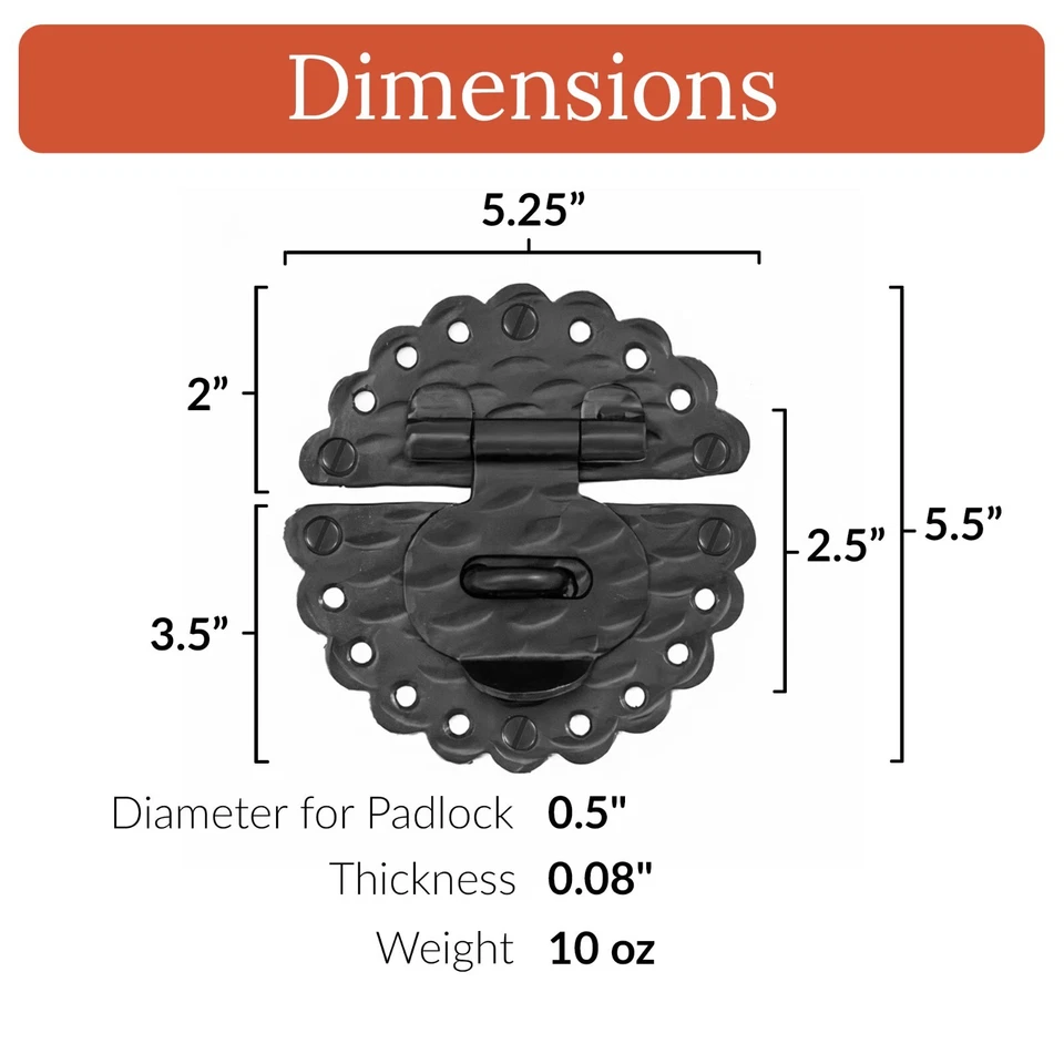 Cerradura de cierre de cerrojo rústico de 5,25" para muebles, cofres y baúles hierro martillado forjado Foto 3 de 3