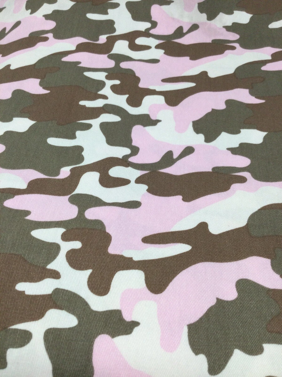 Pink Camo Denim Fabric Brown Hunting 2 Y Heavy Duty Bottom Weight Camouflage F48