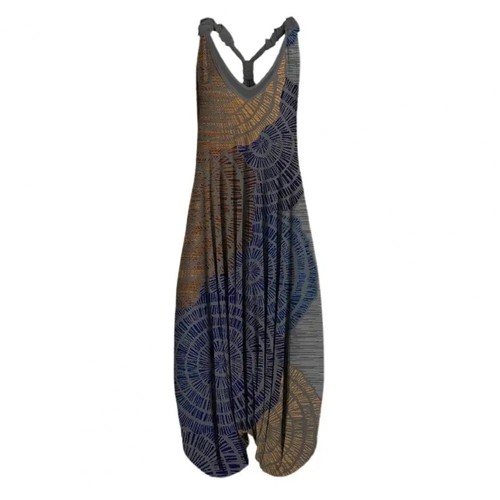 Harem Romper One-piece Jumpsuits Overalls Women Plus Size 5XL Abstract Print - Picture 6 of 26