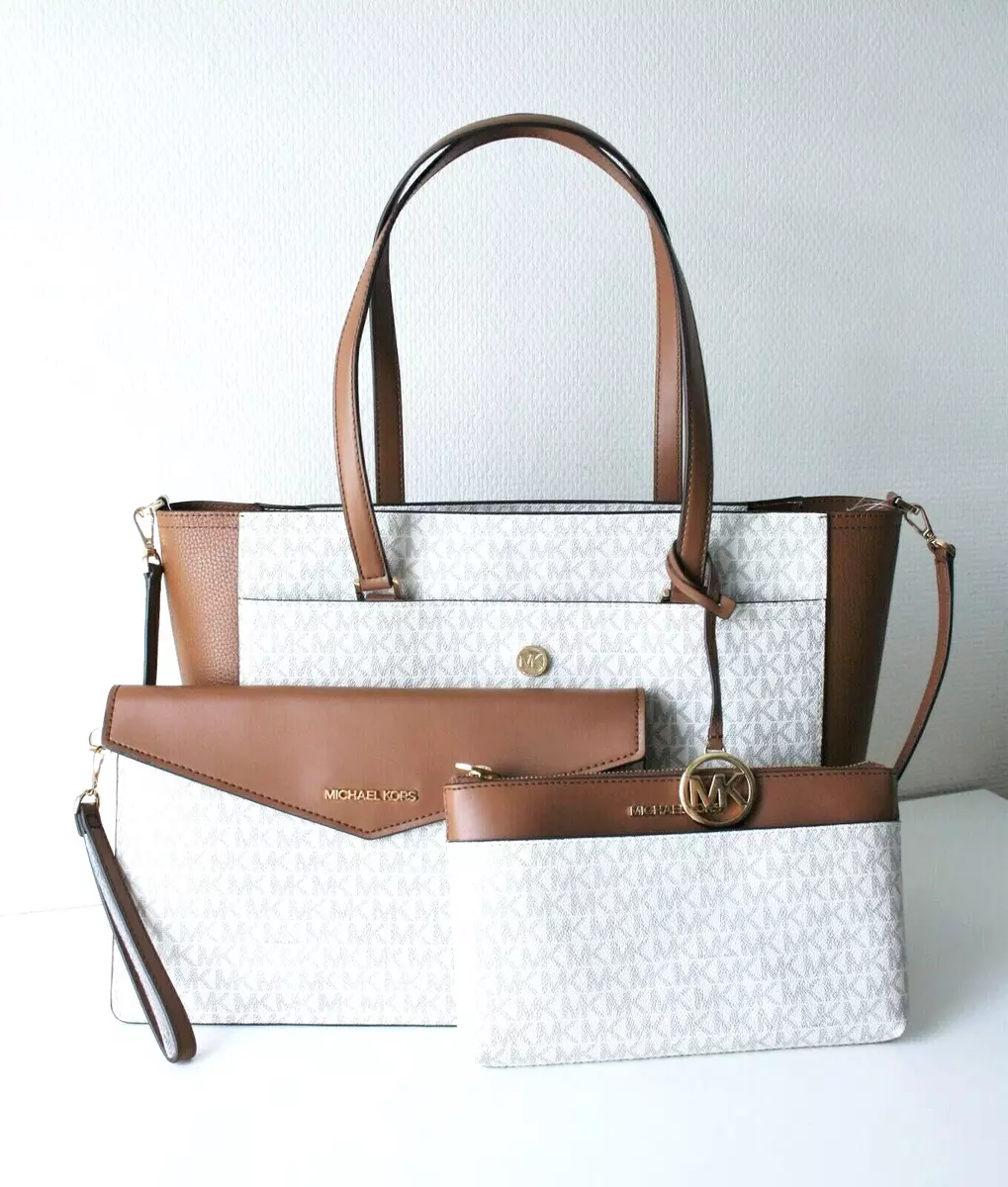 Michael Kors Shopper Maisie LG 3 IN 1 Tote Bag Vanilla Bag +2 Crossbody New